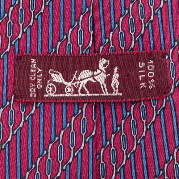 Hermes Designer Purple Blue 100% Silk Neck Tie - Picture 3 of 10